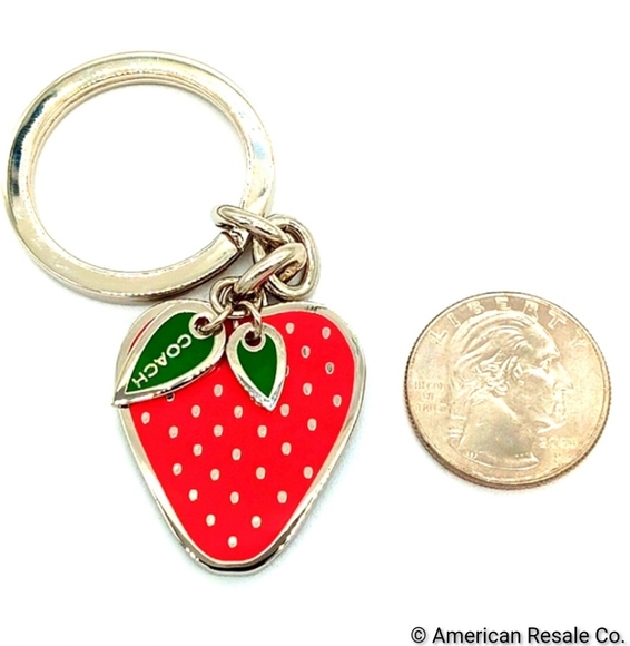 RARE COACH Vintage Strawberry with Red Signature Enamel Keychain Fob Purse Charm - Picture 5 of 5